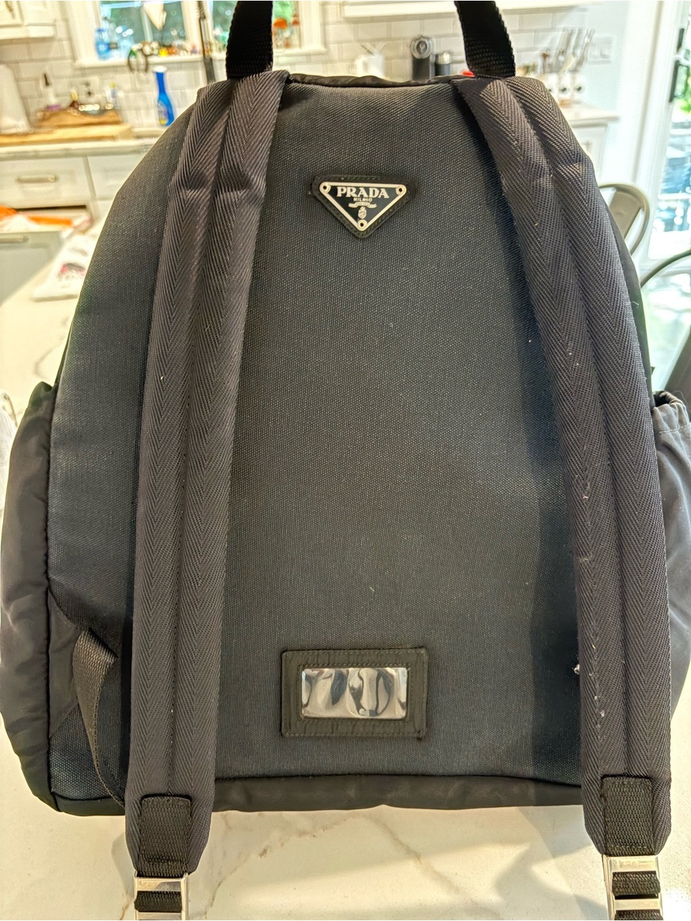 Prada Black Nylon Backpack with Signature Triangle Logo